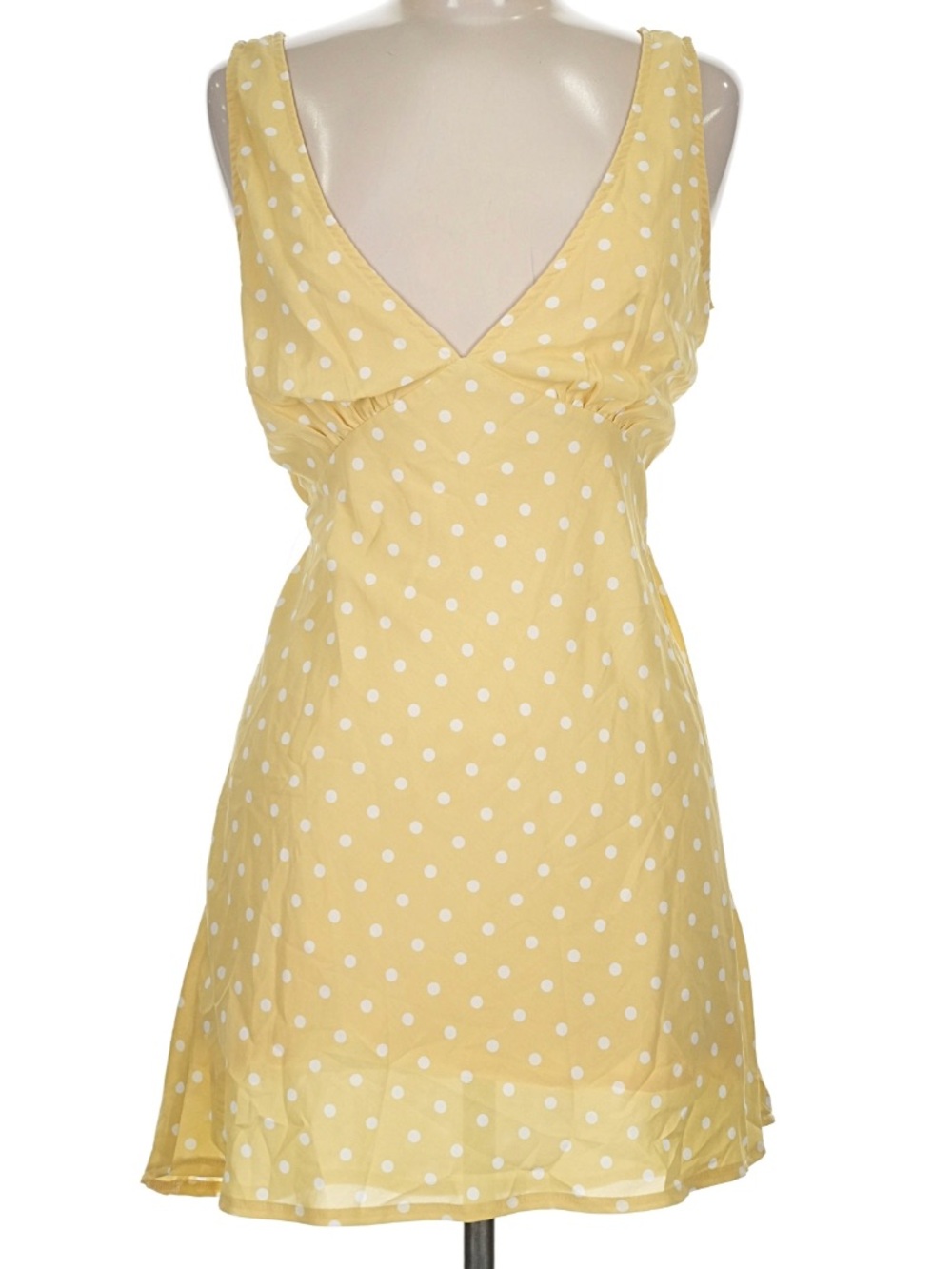Yellow & White Polka Dot Mini Dress